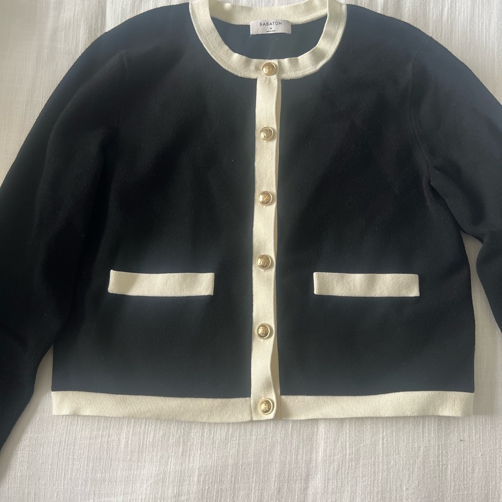 Babaton Black Jacket with Cream Contrast Trim - Never Worn!
